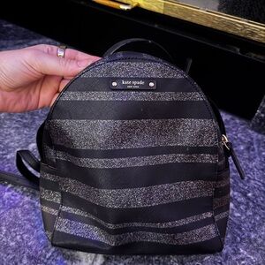 Kate Spade Black Sparkle Striped Women's Backpack